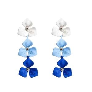 Free Flowing Shades of Blue Flower Earrings